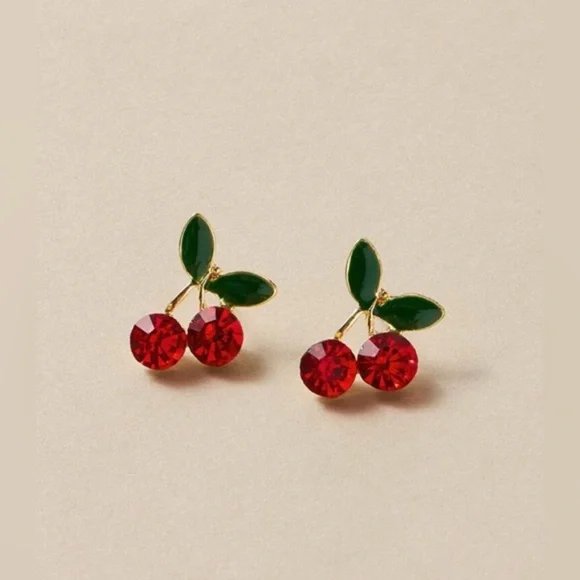 ✨ NWT Cherry Red and Green Earrings - Picture 2 of 3